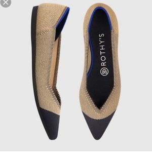 Rothys Black and Tan captoe ballet flat